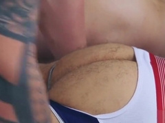 Muscle gay threesome and facial