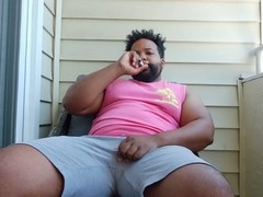 Muscular dad jerks off his BBC on the balcony for a creamy climax