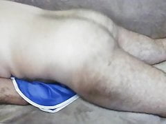 I wank my shiny shorts