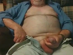 Fur Covered Grandfather Hairy Man Groping His Boner