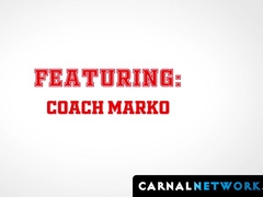 Hairy bear motivates college twink Jack Andram with a deep throat blowjob