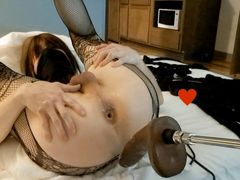 Sissy anal pounding bbc dildo machine