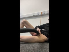 Skinny Bald Man Using A Hoover To Get A Nice Blowjob