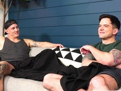 Steamy taboo with gay stepbro as muscle helps jock through his drill session