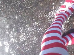 striped pantyhose