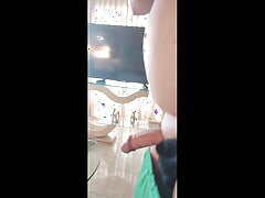 Gets horny and masturbates. Daddy is very hot