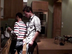 Young Latino fucked by his friend can the kitchen