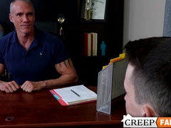 Sexy twink Alex Meyer gets intense anal play in the office