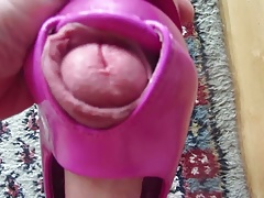 pink high heels cum shot