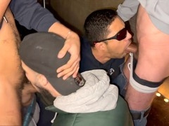 Arab guys enjoy some hot garage hookup with a blowbang