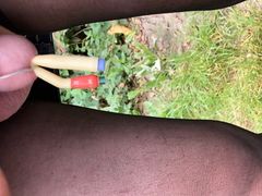 Sissy with catheter and estim cum