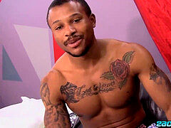 black dude with tats solo wanking his stiff pole