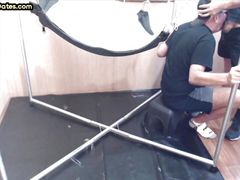 Greedy DILF in sling gets fucked after deepthroating BJ