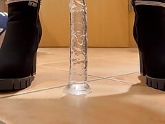 Sissi tries to ride a dildo for the first time