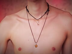 Hot Skinny Twink Jerking His Big Cock And Playing With His Precum And Cum