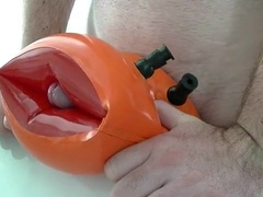 ejaculation in a latex waterwing after two days of edging