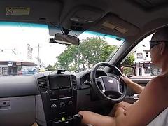 Naked guy drives around town and masturbates