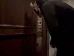 demon having a nice long piss in an elevator