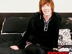 Emo rides dildo while stroking himself