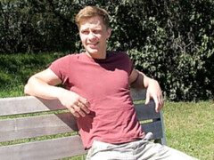 Good-looking EU amateur riding fat cock outdoors