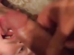 Cumming on a guy's face and chest