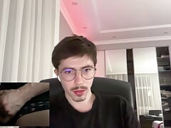 Uncut penis cum on the  stream