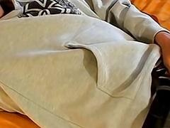 Adorable horny gay dude solo masturbates