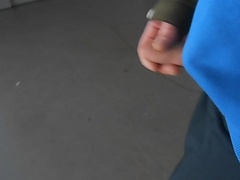 again jerking in public parking window at supermarket