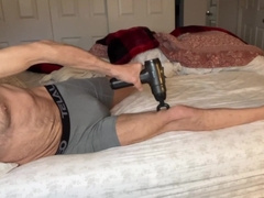 Spreading Stress in Couch with Rubdown Gun in on Sofa in Taut Boxer Boxers July 2024