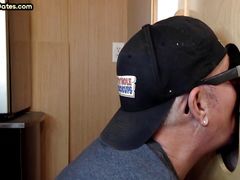 Gloryhole amateur DILF facial jizzed after BJ and HJ action