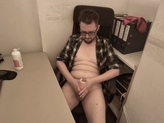 Solo guy Shayuncut pleasures himself in red boxers with his favorite fucktoy at the office