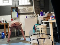 Inserting A Huge Anal Plug Up My Butt While Doing Laundry