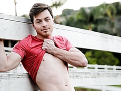 Perfect dude Jaydon Jensen shows feet and masturbates