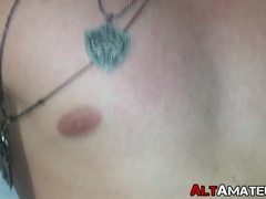 Horny goth twink whips out his cock for hot masturbation