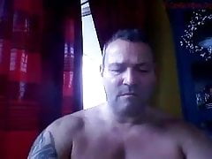 Big husky muscular trucker wanks on cam