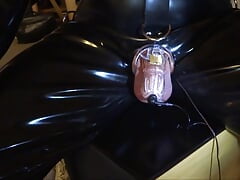 Estim- cum milking with chastity cage