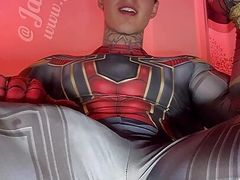 Jakipz Strokes His Massive Cock In Super Hero Costumes Before Shooting A Huge Load