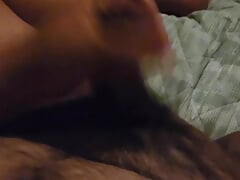 Close up jerking off session on bed