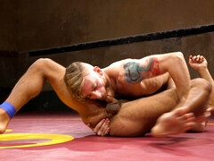 Interracial wrestling with lots of facefucking and anal
