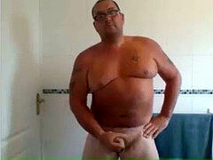 cool plump daddy showering!