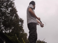 Pumping my man rod in public