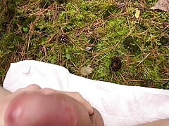 Hot boy outdoor cumshot