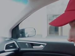 Black guy gets rough during gay sex in a car