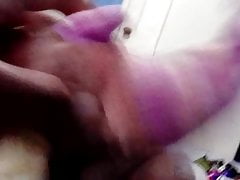 Rainbow wanks me off on my bed