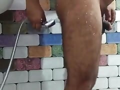 Saw daddy taking bath in the bathroom