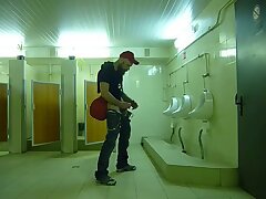 Str8 guy stroke in public toilet