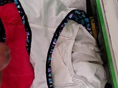 Cuming on mom's panties and swimsuit