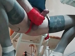 red gloves and nylon
