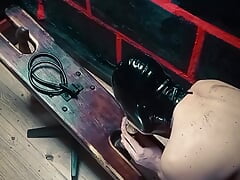 Wooden Dildo in the Mouth and in the Anus! Pleasure!