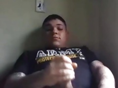 Chubby stroking his big dick